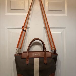 RADLEY LONDON Brown and Tan Shoulder Bag with Orange Strap